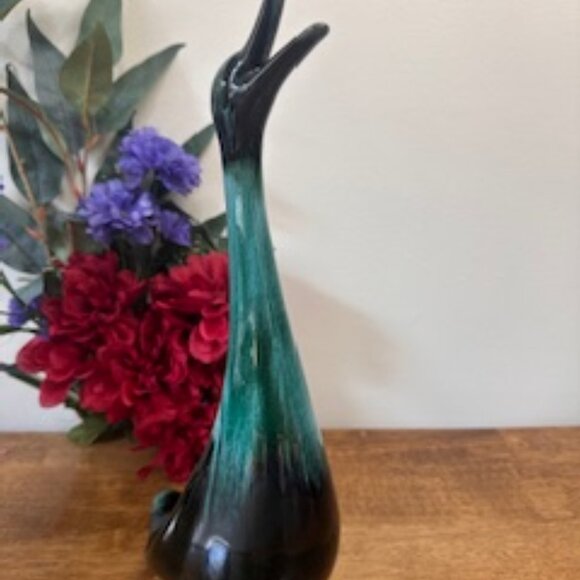 Blue Mountain Pottery Duck Figurine Vintage Canadian Art Pottery Green Black Gla - Picture 3 of 6